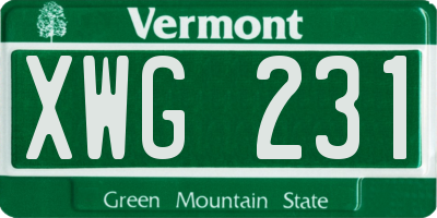 VT license plate XWG231