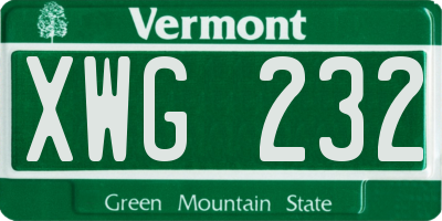 VT license plate XWG232