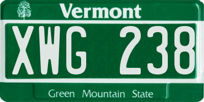 VT license plate XWG238