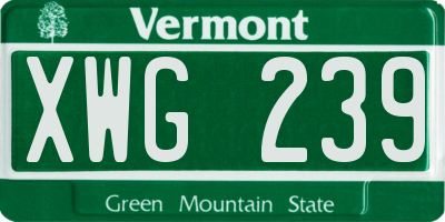 VT license plate XWG239