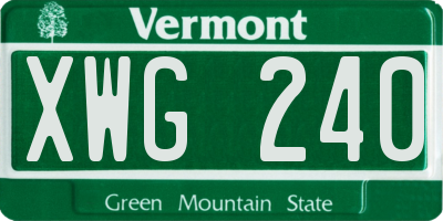 VT license plate XWG240