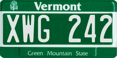 VT license plate XWG242