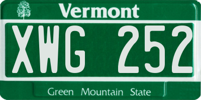 VT license plate XWG252