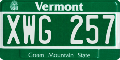 VT license plate XWG257