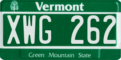 VT license plate XWG262