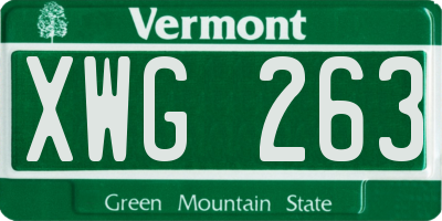 VT license plate XWG263