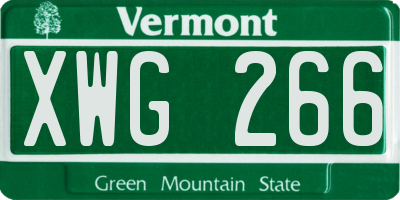 VT license plate XWG266