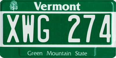 VT license plate XWG274
