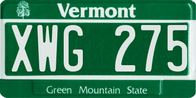 VT license plate XWG275