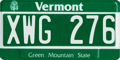 VT license plate XWG276