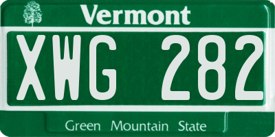 VT license plate XWG282