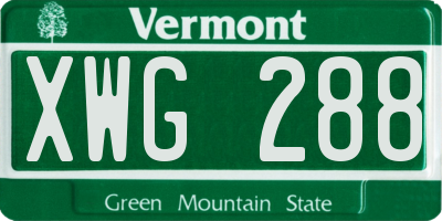 VT license plate XWG288