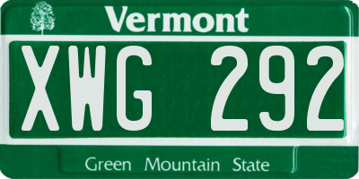 VT license plate XWG292