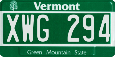 VT license plate XWG294