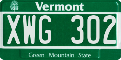 VT license plate XWG302