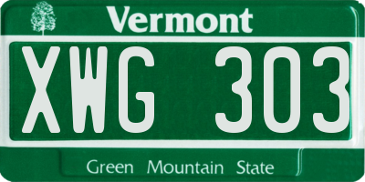 VT license plate XWG303