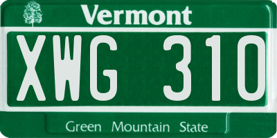 VT license plate XWG310