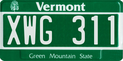 VT license plate XWG311