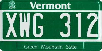 VT license plate XWG312