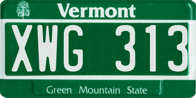 VT license plate XWG313