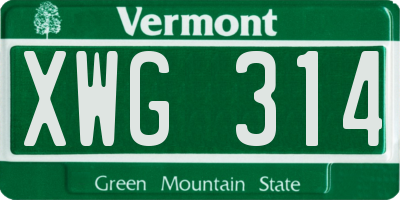 VT license plate XWG314