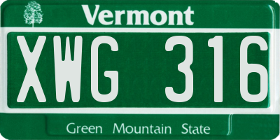 VT license plate XWG316
