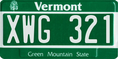VT license plate XWG321
