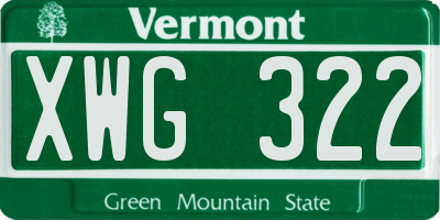 VT license plate XWG322