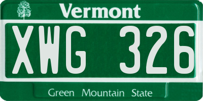 VT license plate XWG326
