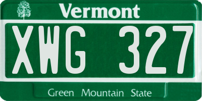 VT license plate XWG327