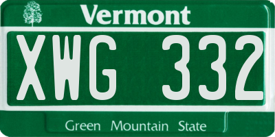 VT license plate XWG332