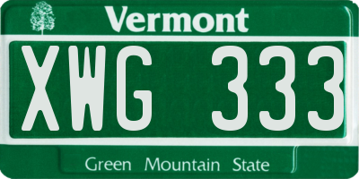 VT license plate XWG333