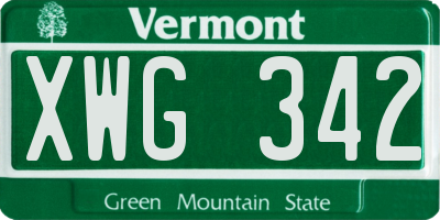 VT license plate XWG342
