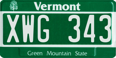 VT license plate XWG343