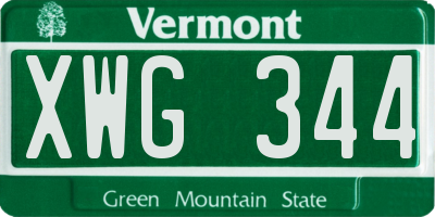 VT license plate XWG344