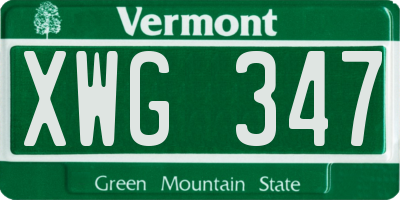 VT license plate XWG347