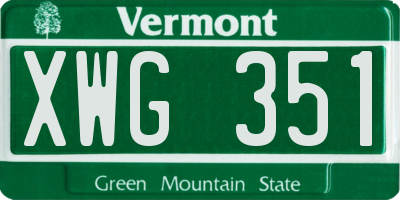 VT license plate XWG351