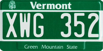 VT license plate XWG352