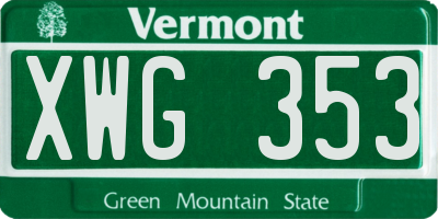 VT license plate XWG353