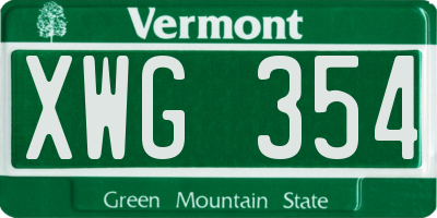 VT license plate XWG354