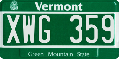VT license plate XWG359