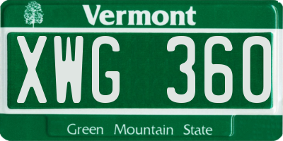 VT license plate XWG360