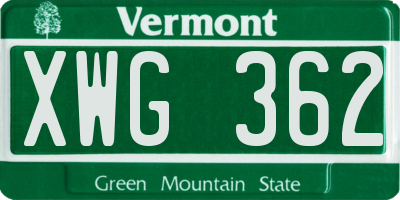 VT license plate XWG362