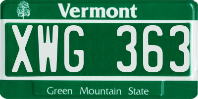 VT license plate XWG363