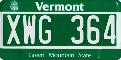 VT license plate XWG364