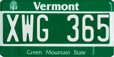 VT license plate XWG365
