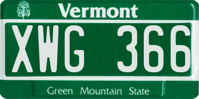 VT license plate XWG366