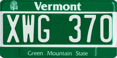 VT license plate XWG370