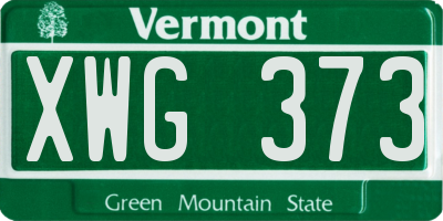 VT license plate XWG373