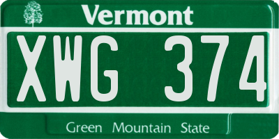 VT license plate XWG374